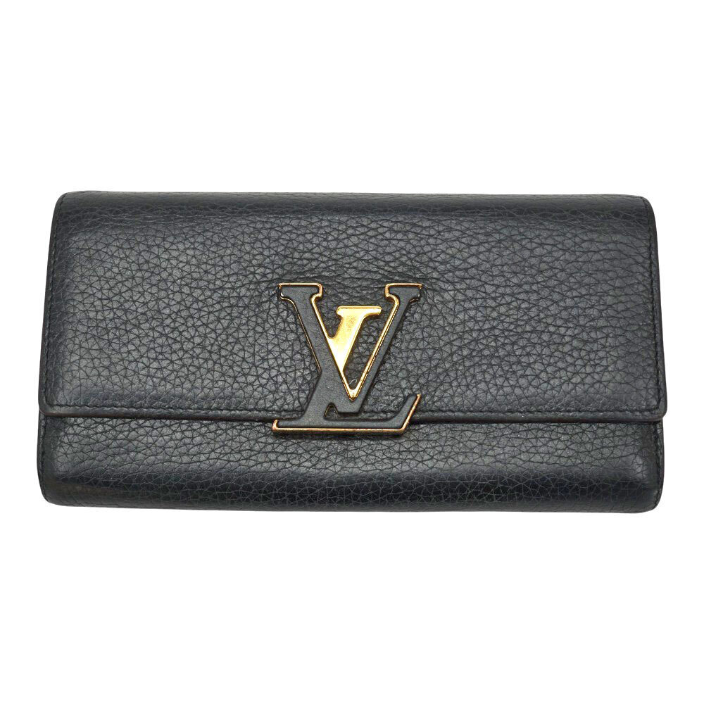 Louis Vuitton Portefeuille Capucines Long Wallet Leather Black Gray